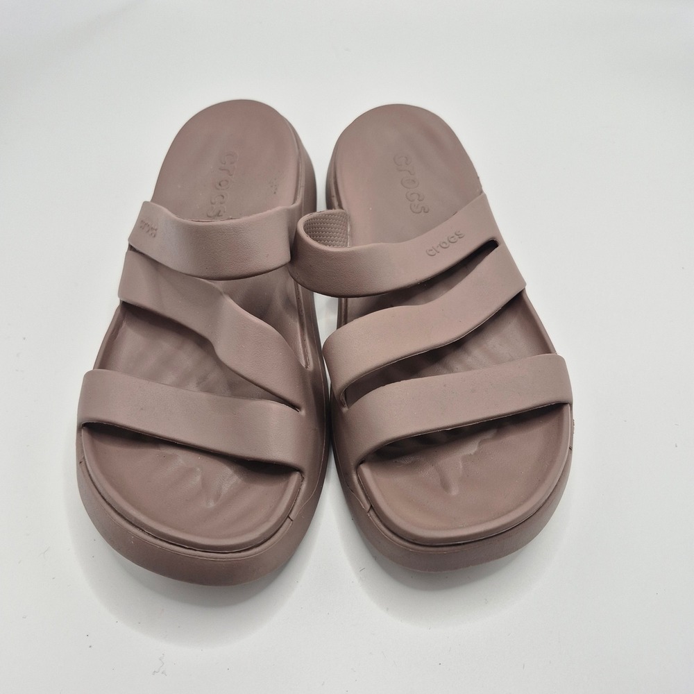 Crocs Brooklyn Low Wedge Mauve Brown Multi Strap Sandals 206453 Womens 6